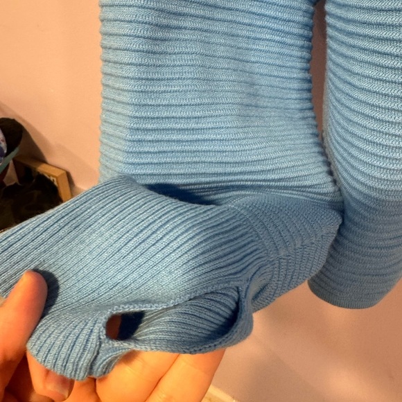 Blue ribbed Aerie crewneck sweater - Picture 3 of 4